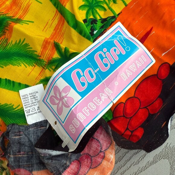 Touch of  Hawaii Yellow Orange Wrap Scarf Swim Cover Beachwear Palm Trees - Picture 5 of 6